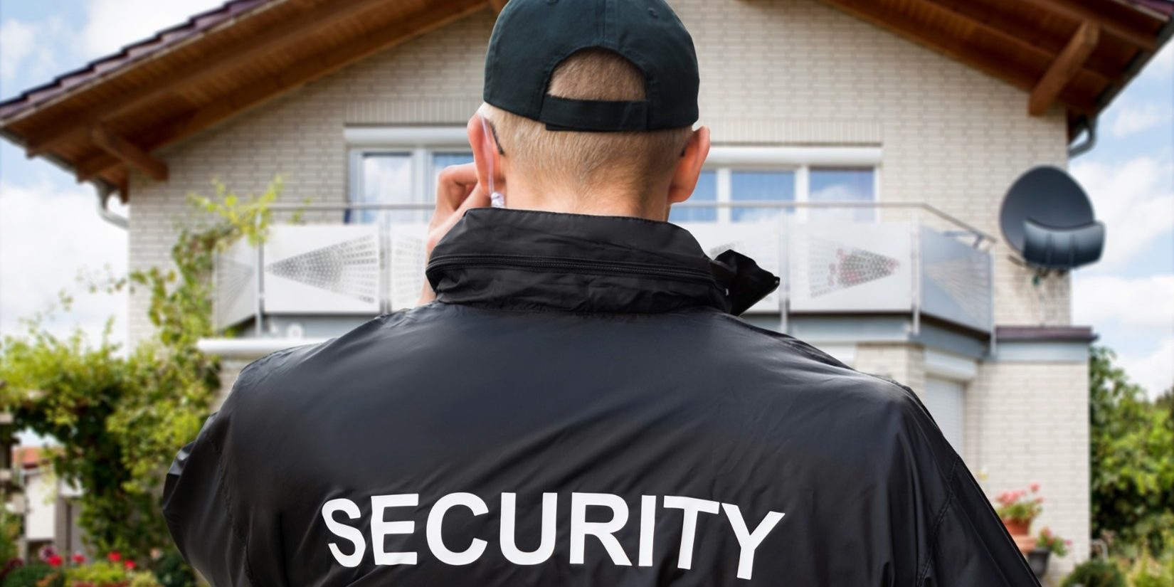A security guard protects a house when the owners are on vacations.