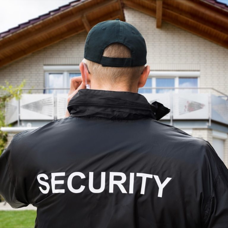 A security guard protects a house when the owners are on vacations.